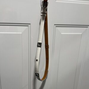 Brighton White Leather Belt with Silver Details